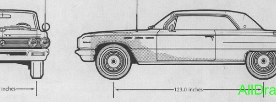 Buick Wildcat (1962) - drawings (drawings) of the car